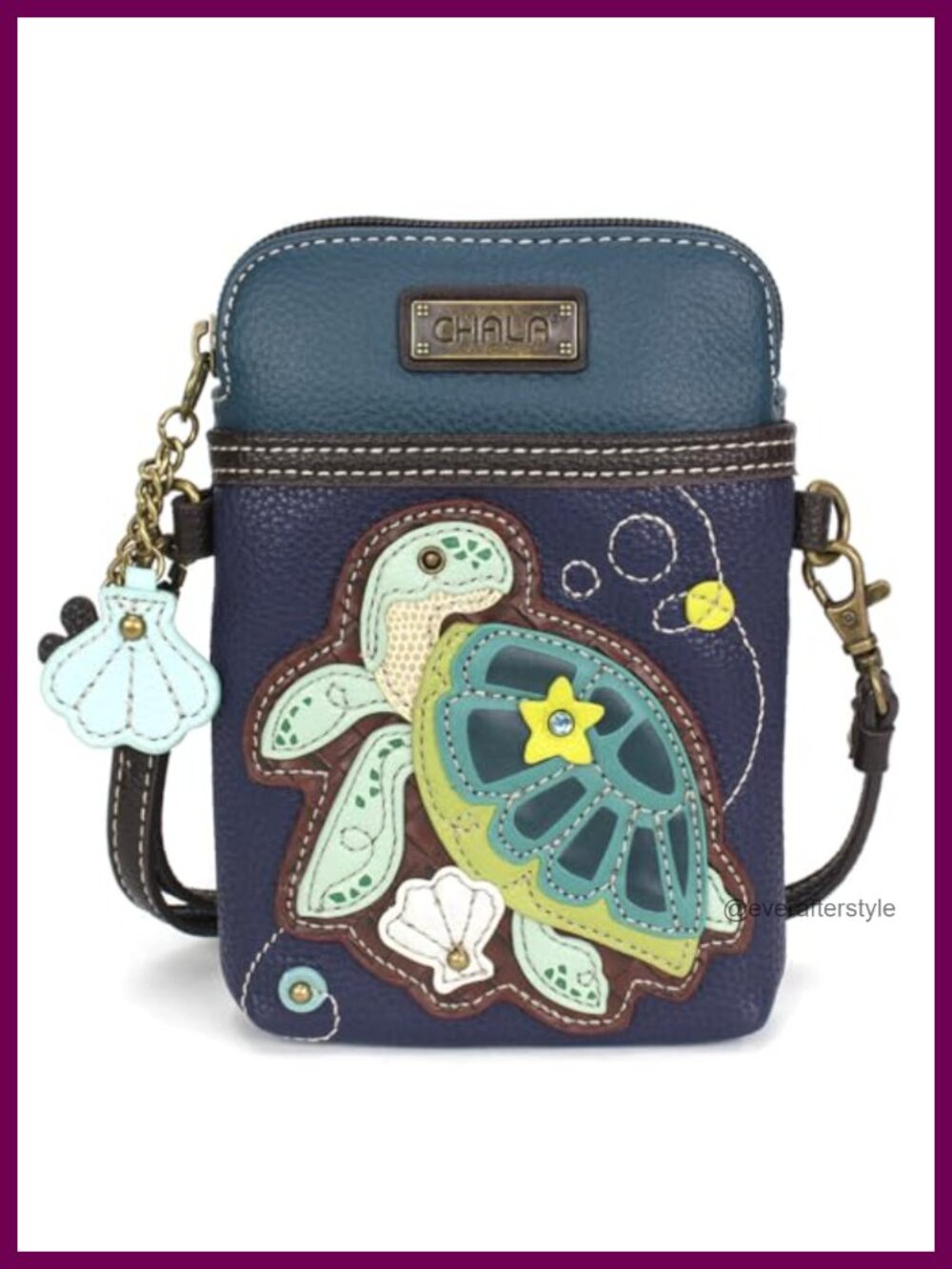 CHALA Cell Phone Crossbody Purse Vegan Leather & Canvas Adjustable Strap